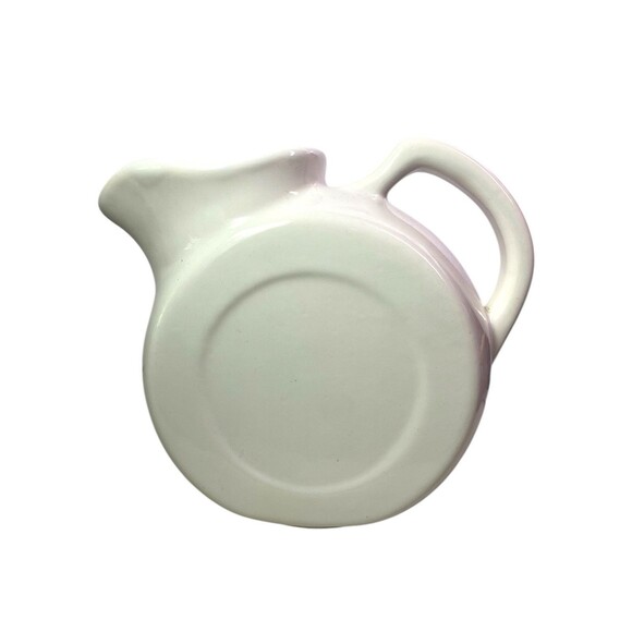 Vintage White Tilted Ice Lip Pottery Pitcher 7.5” H Mid Century *READ - Picture 2 of 16